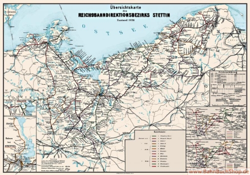 Deutsche Reichsbahn Übersichtskarte Stettin 1928 Deutsche Reichsbahn Übersichtskarte Stettin 1928
