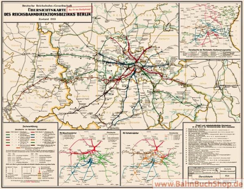 Deutsche Reichsbahn-Gesellschaft Übersichtskarte der Direktion Berlin 1933 Deutsche Reichsbahn-Gesellschaft Übersichtskarte der Direktion Berlin 1933
