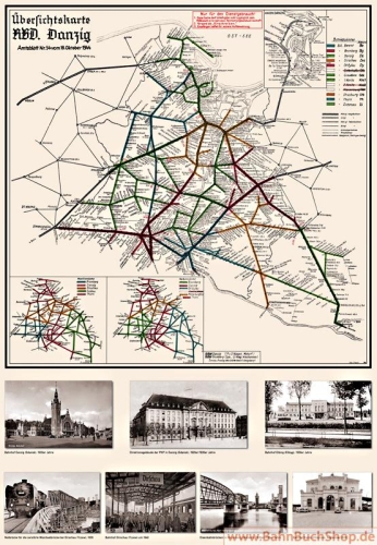 Deutsche Reichsbahn Übersichtskarte Danzig 1944 Deutsche Reichsbahn Übersichtskarte Danzig 1944