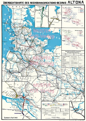 Übersichtskarte des Reichsbahn-Direktionsbezirks Hamburg Altona 1931 Übersichtskarte des Reichsbahn-Direktionsbezirks Hamburg Altona 1931